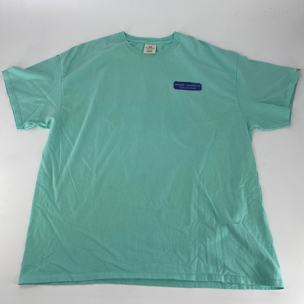Simply Southern Collection‎ Mens T Shirt Teal Short Sleeve Graphic Tee XXL USA